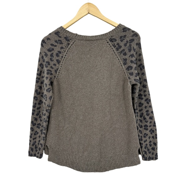 REBECCA TAYLOR Sweater Animal Print Wool Cashmere Nylon Pullover Brown - Picture 2 of 8